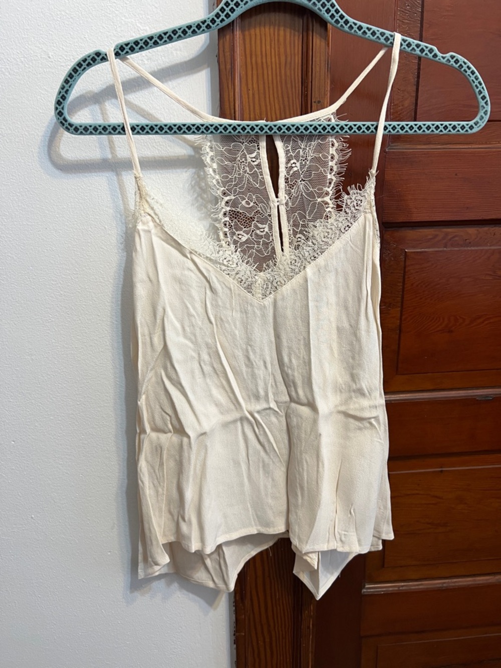 Lace-Back Silk Camisole in Cream